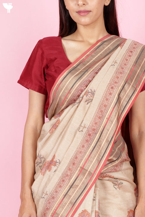 Maheshwari Saree In Block Print